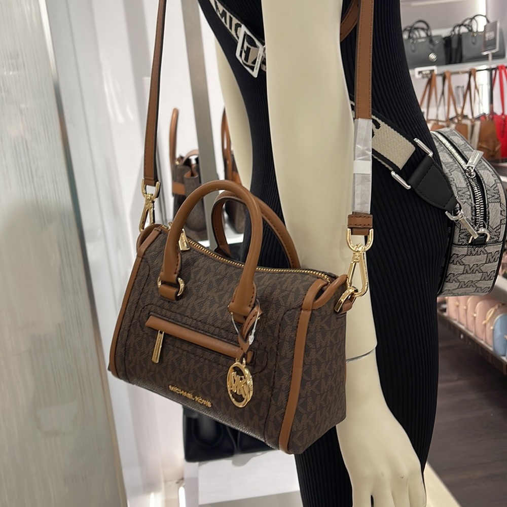 MICHAEL KORS
Carine Extra-Small Logo Satchel
Brown Signature 
NWT - Picture 16 of 16